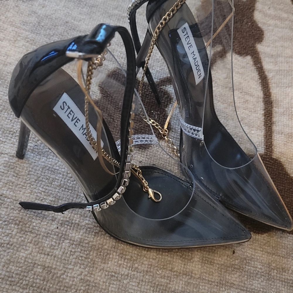 Black and clear high heels
